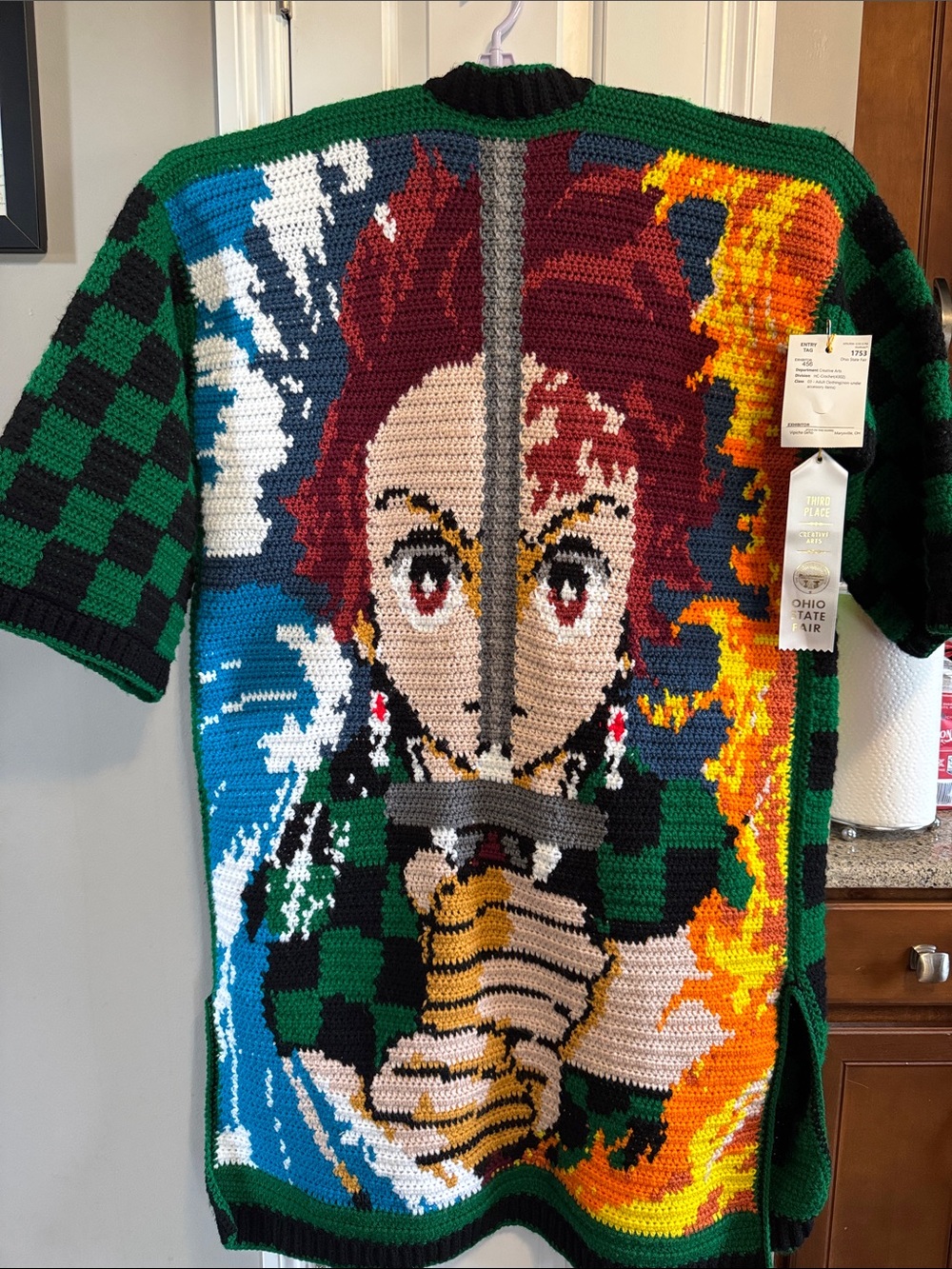 Demon slayer  Tenjiro Cardigan Anime Sword  Crochet Costume Sweater UNISEX